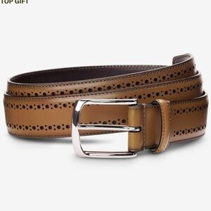 Allen Edmonds Manistee Brown Italian Saddle Leather Dress Belt 38/95 Made in USA